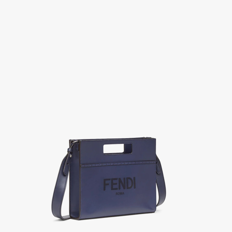 Blue leather shopper 2