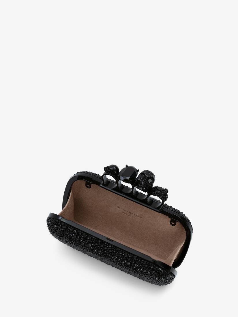 Women's Knuckle Clutch With Chain in Black - 4