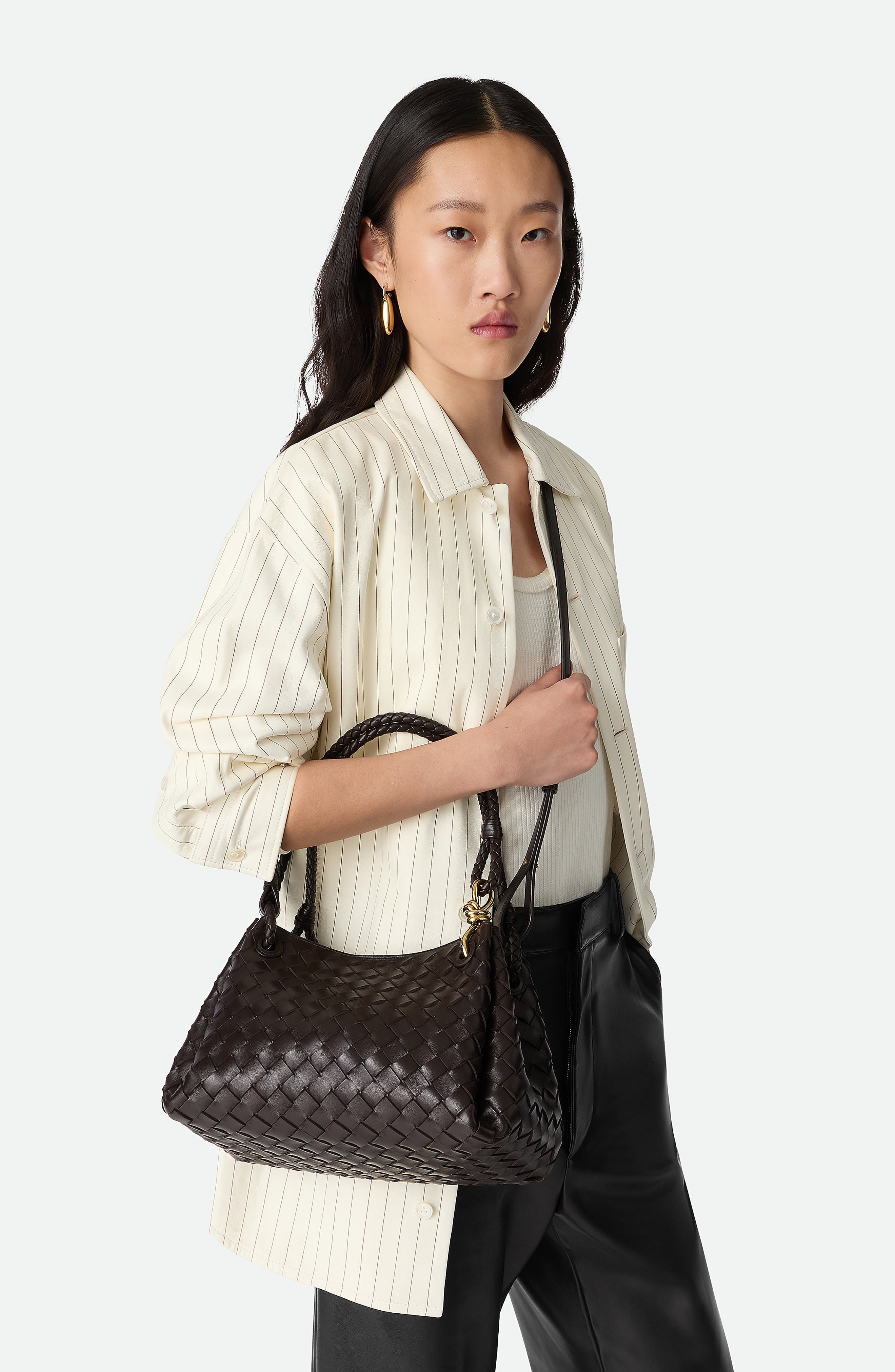 Bottega Veneta Small Parachute Intrecciato Leather Shoulder Bag in 2190 Fondant-M Brass at Nordstrom - 3