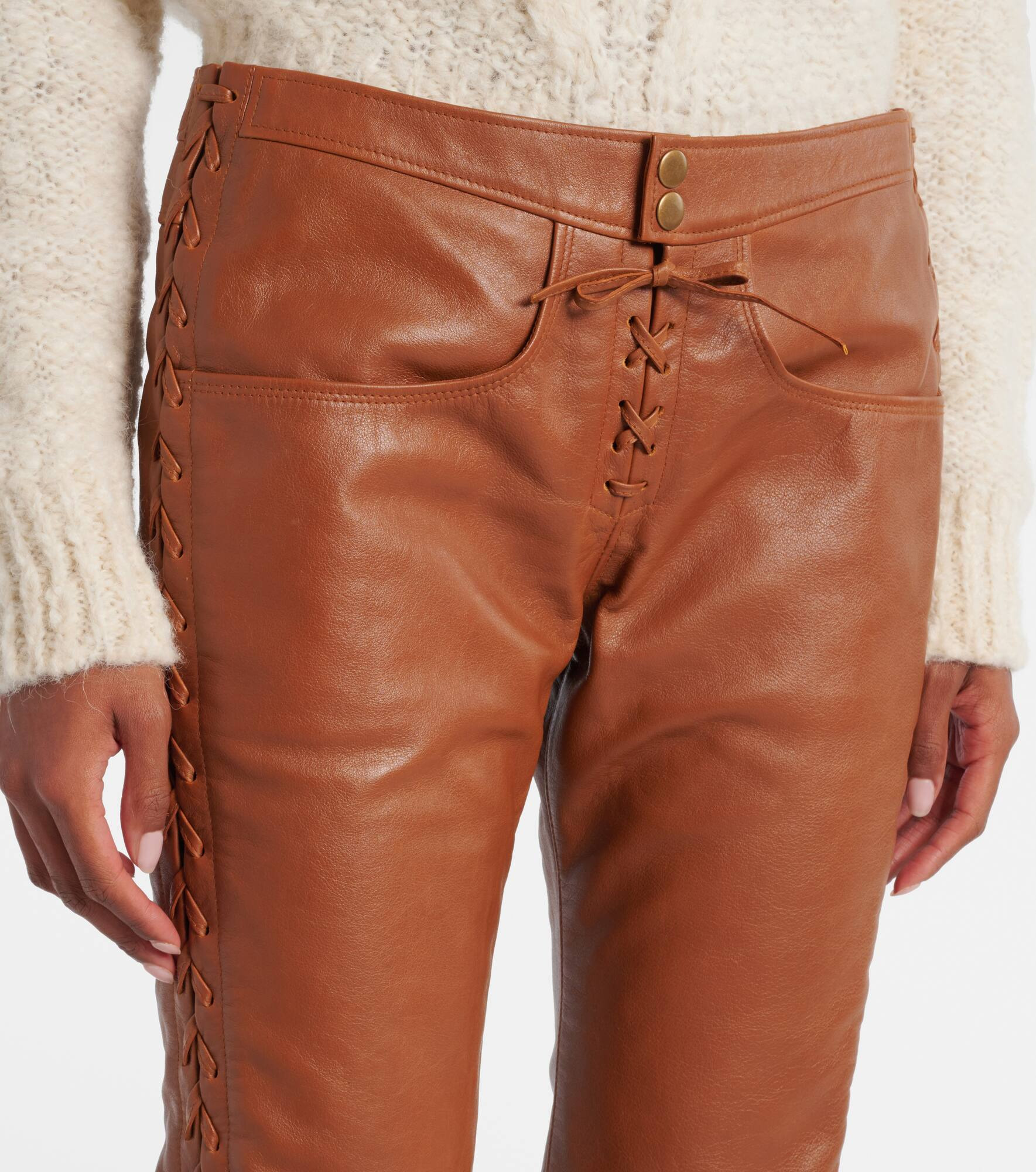 Cyerra leather slim pants - 4
