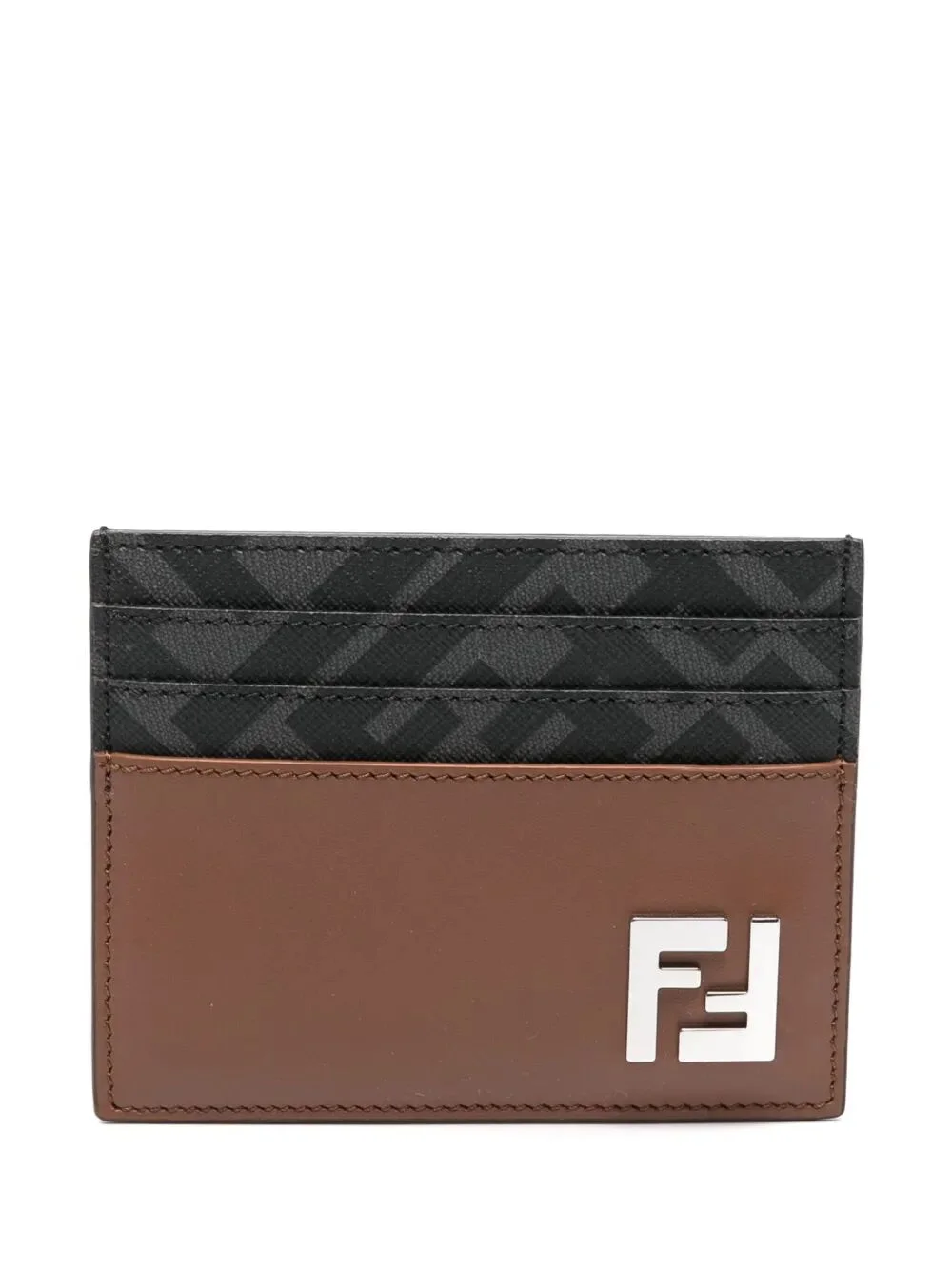 Fendi Men Leather And Ff Canvas Squared Card Holder - 1