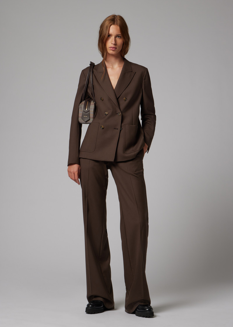 Women's Brown Wool Bootcut-Trousers 3