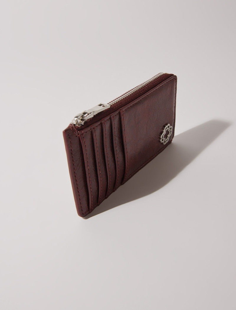 maje Crackled leather cardholder outlook