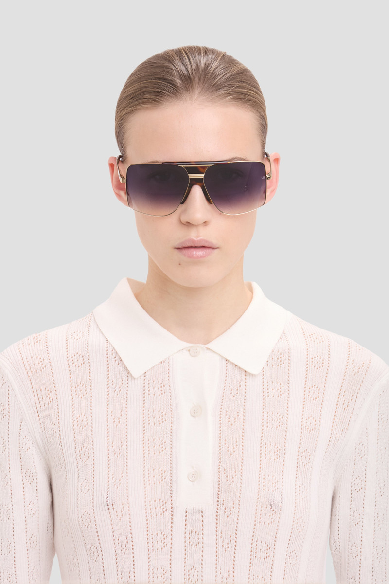 Oversized Metal And Acetate Frame In Gold Havana 7