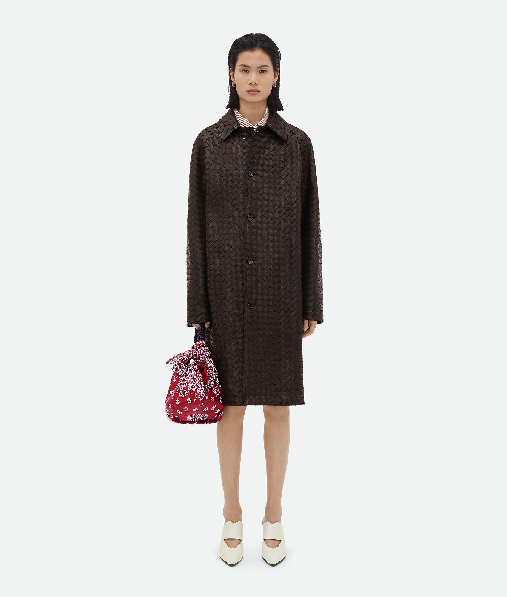 Intrecciato Leather Coat - 1