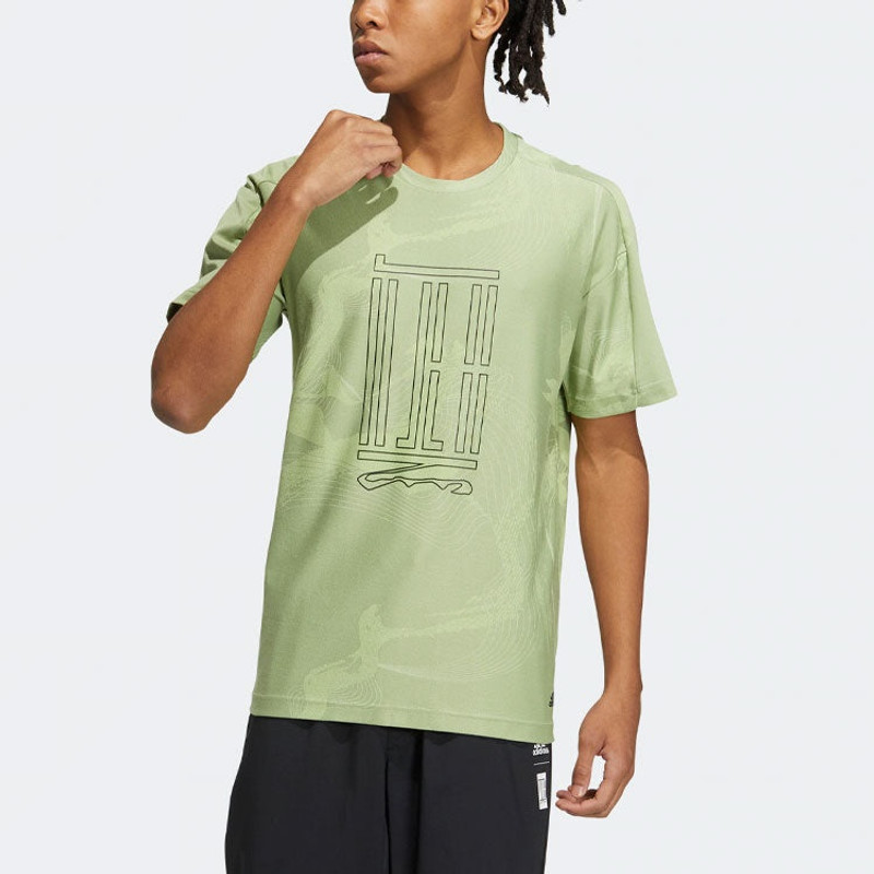 adidas adidas WJ AOP TEE Sports Short Sleeve Orange Green HE5147 outlook