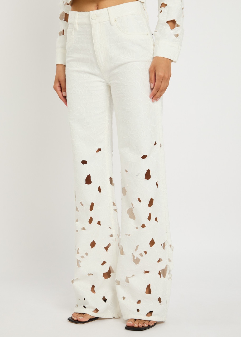 Alice + Olivia Weezy Floral-embroidered Wide-leg Jeans - 2