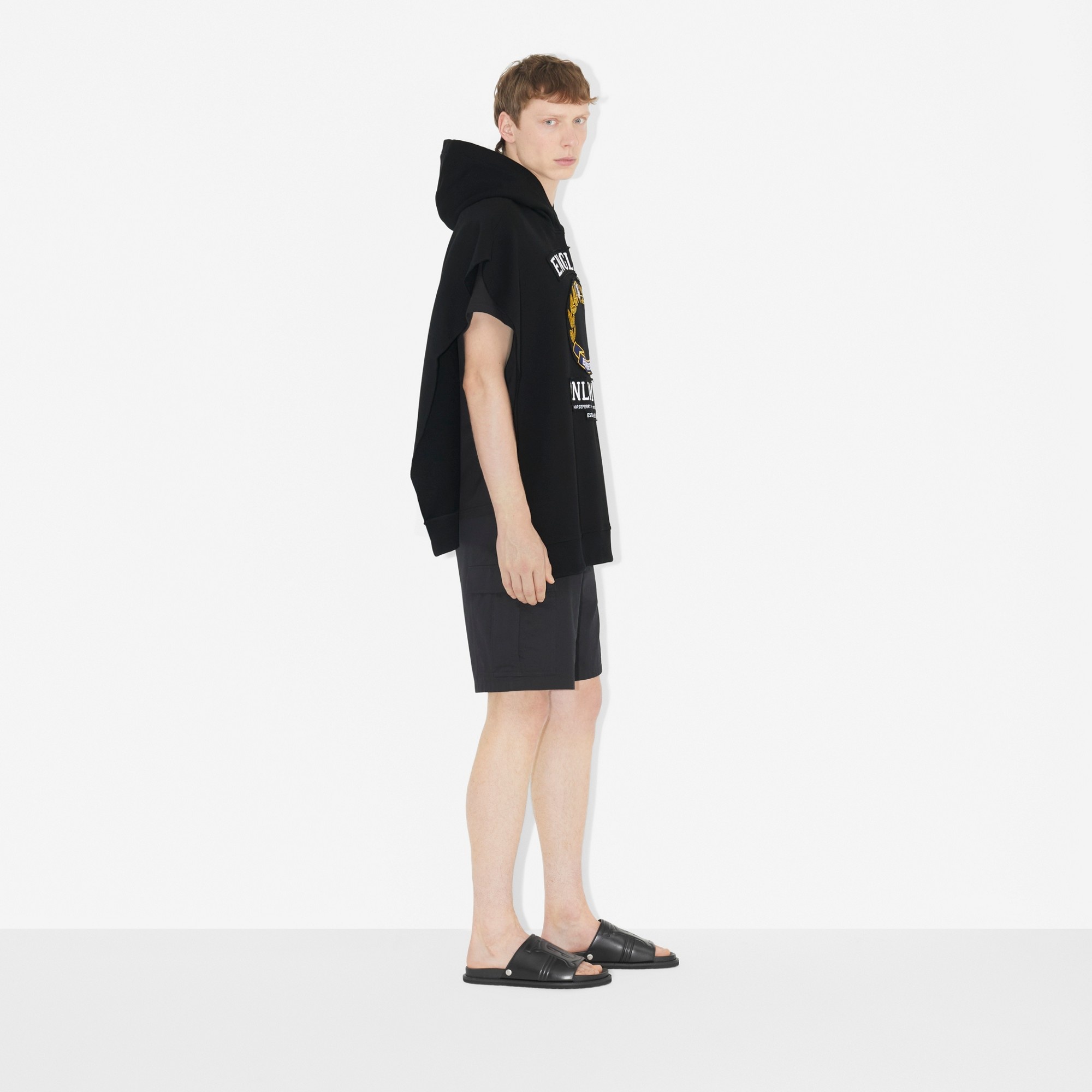 College Graphic Cotton Hooded Poncho - 3