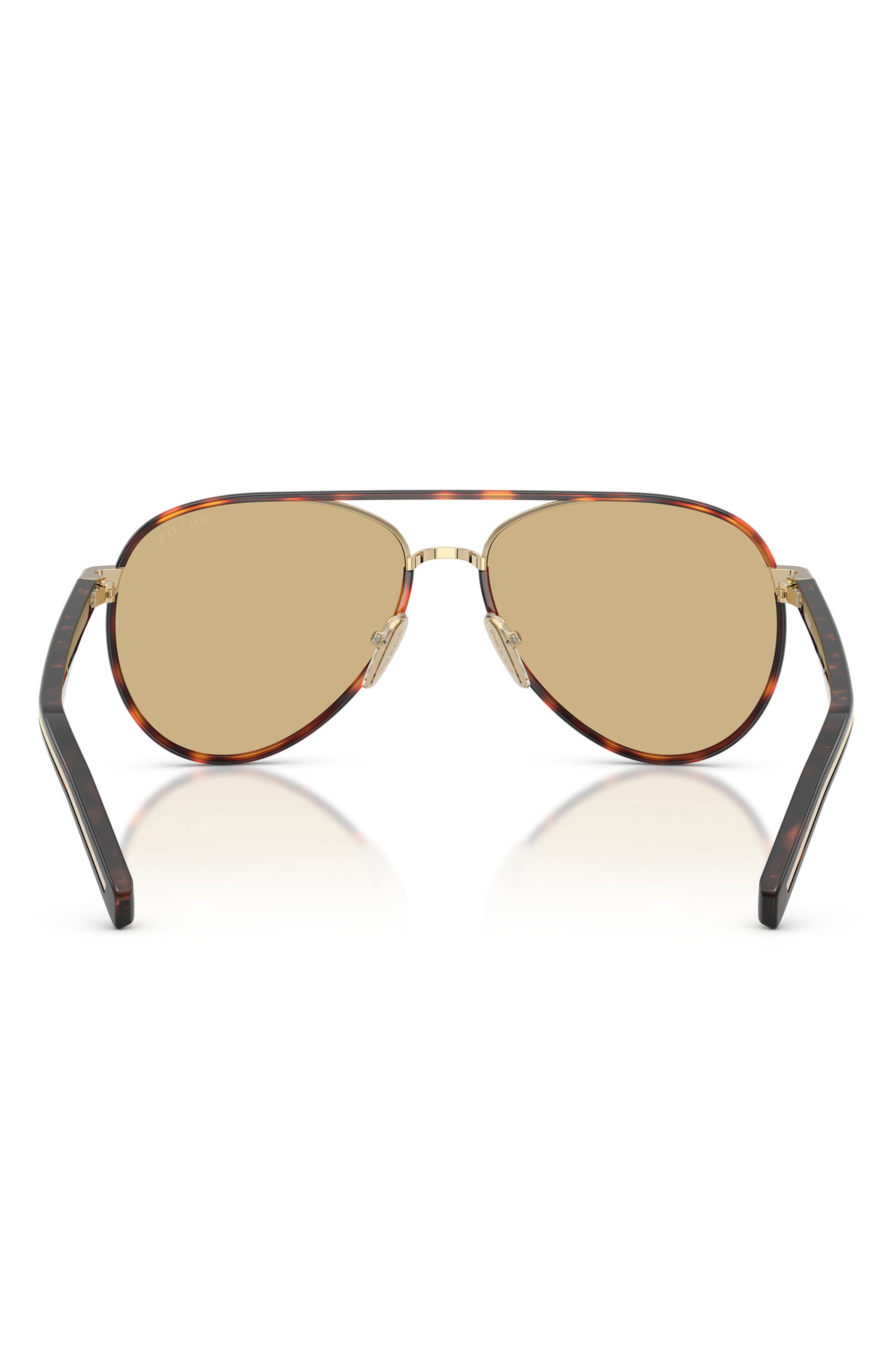Prada 59mm Pilot Sunglasses in Tortoise Print/Gold/Yellow at Nordstrom - 4