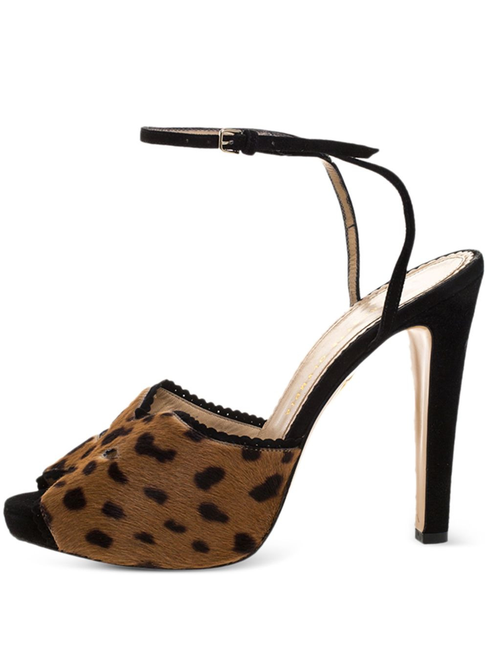 leopard-print heeled sandals - 1