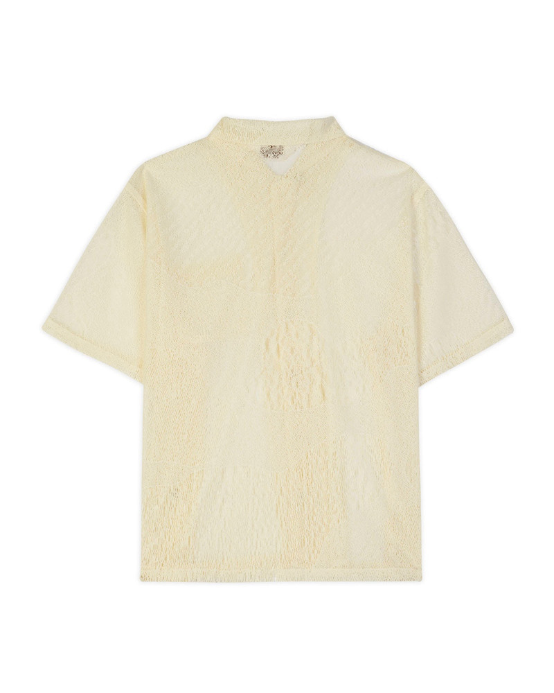 BRAIN DEAD Engineered Mesh Short Sleeve Button Up - Natural outlook
