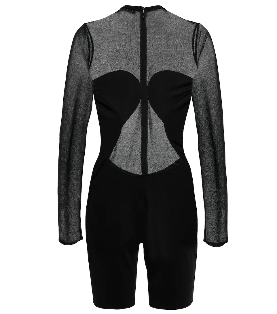 Black Sheer Short Jumpsuit - 3