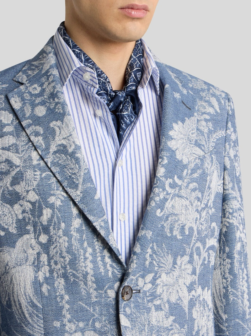 SINGLE-BREASTED COTTON JACQUARD JACKET WITH FLORAL MOTIF 2