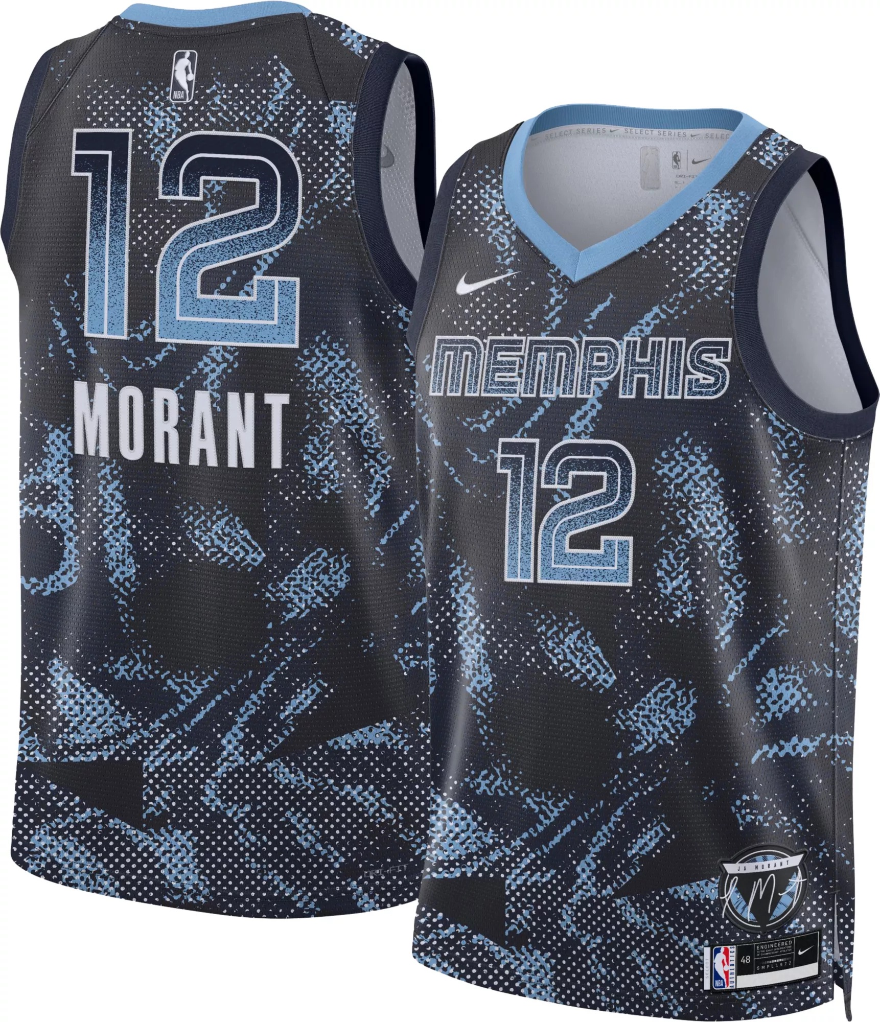 Nike Adult 2024-25 Select Series Memphis Grizzlies Ja Morant #12 Navy Replica Jersey - 1