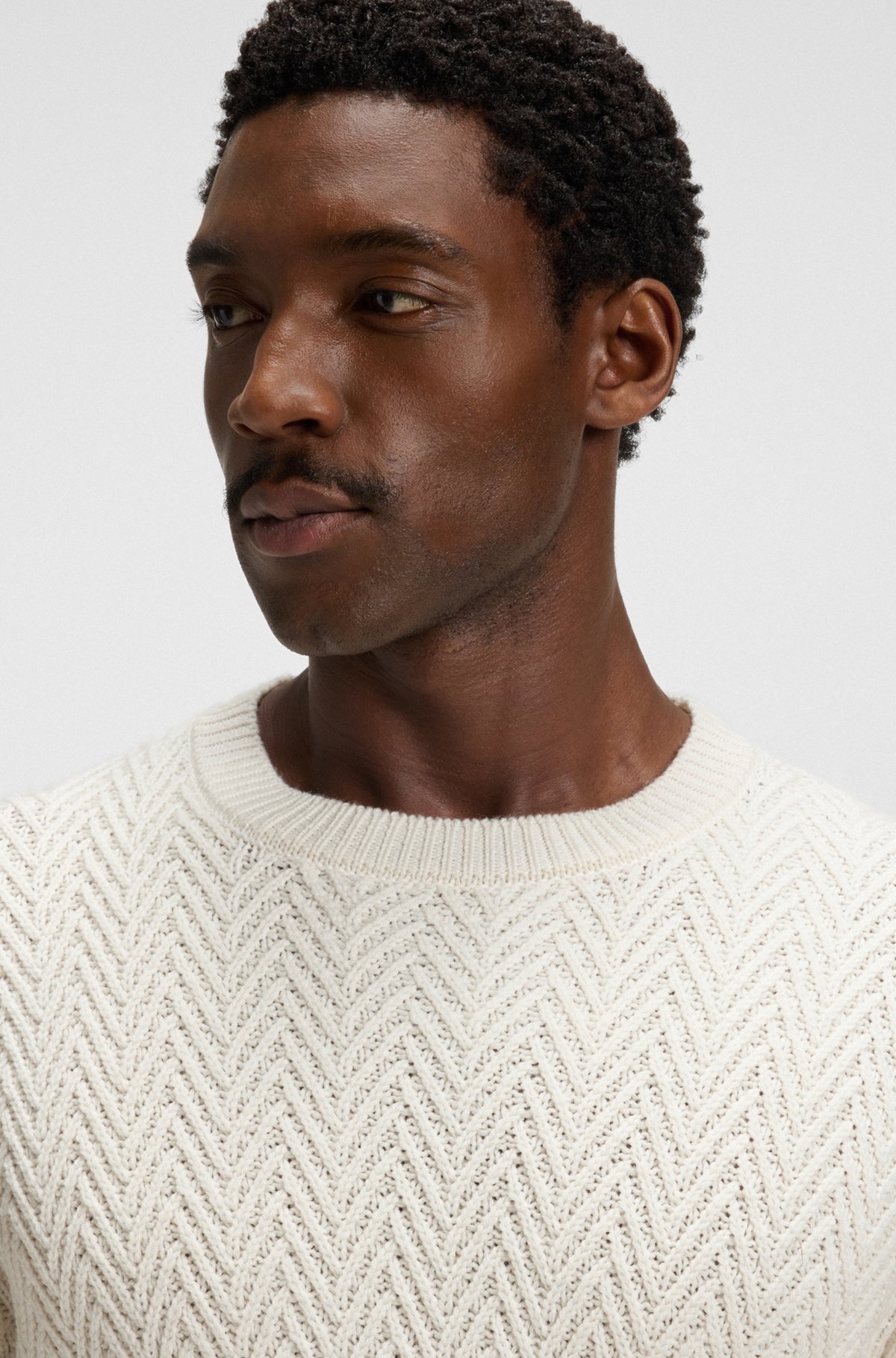 VIRGIN-WOOL SWEATER WITH HERRINGBONE STRUCTURE - 3