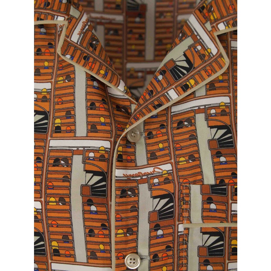 Burberry Graphic Printed Notched Collar Pajama Shirt - 7