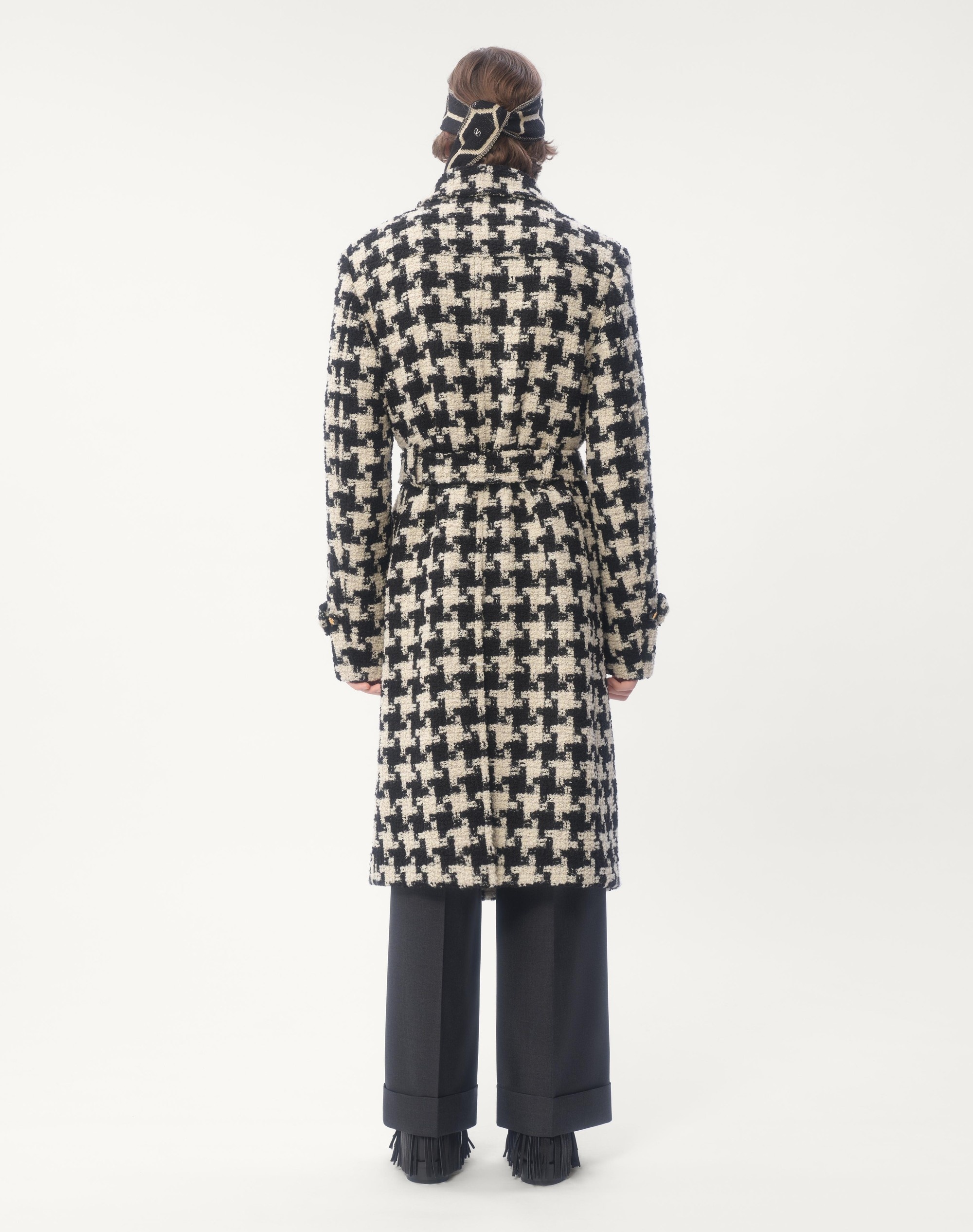 DOUBLE-BREASTED WOOL TRENCH COAT WITH PIED DE COQUE PATTERN - 9