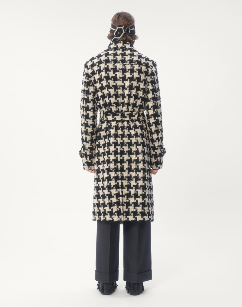 DOUBLE-BREASTED WOOL TRENCH COAT WITH PIED DE COQUE PATTERN 9