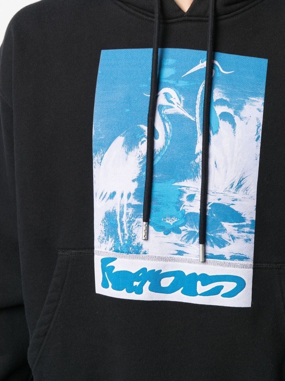 birds-print cotton hoodie - 5