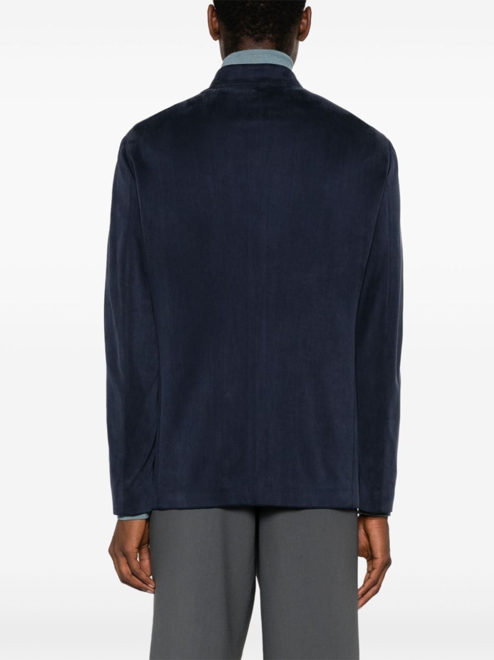 single-breasted band-collar blazer - 4