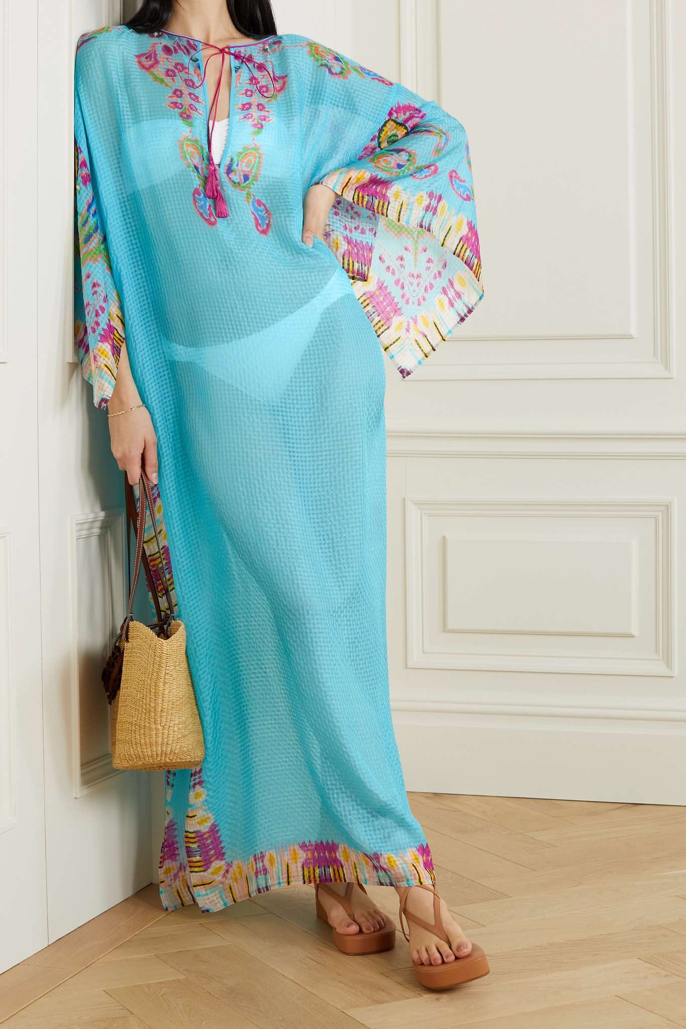 Heroes tasseled printed silk-voile kaftan - 2