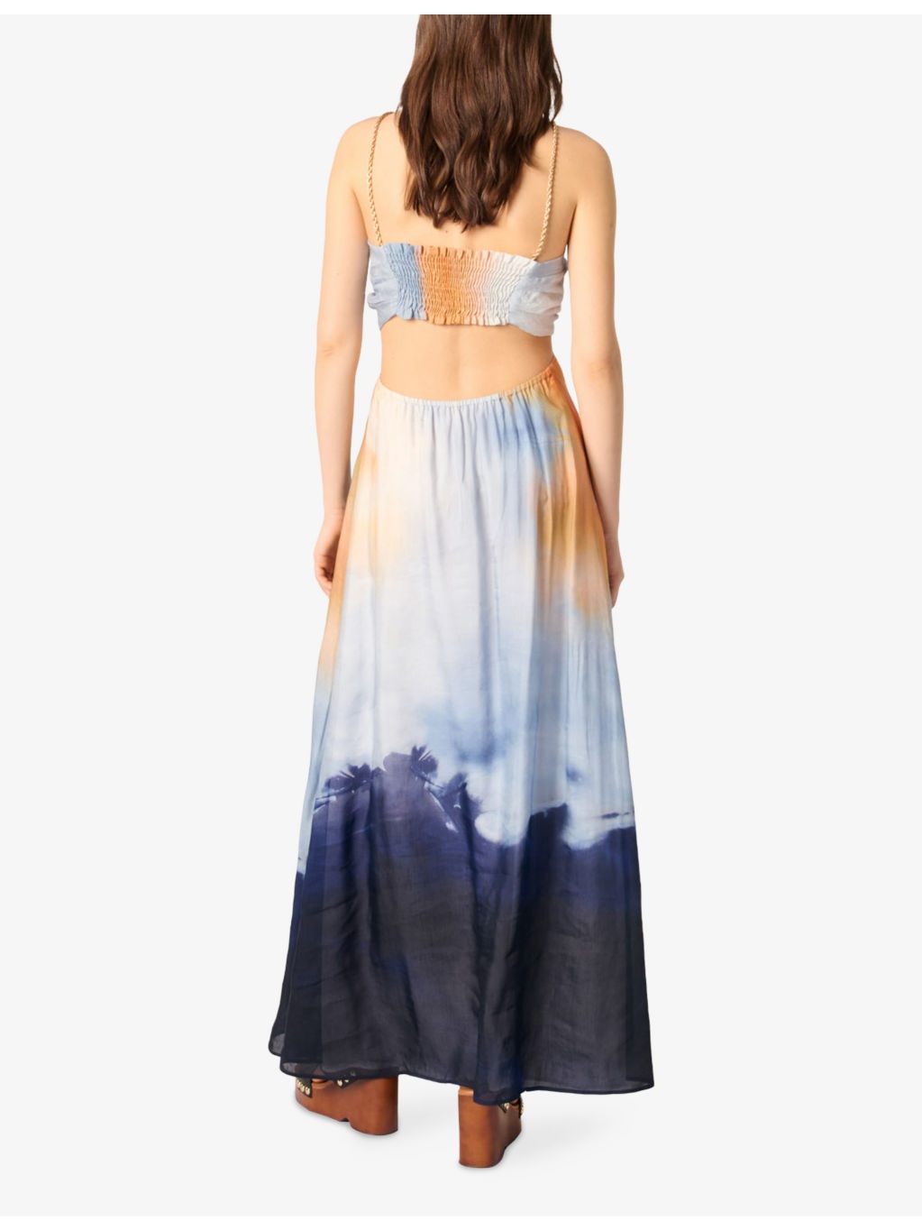 Tie-Dye Halter-Neck Woven Maxi Dress - 4