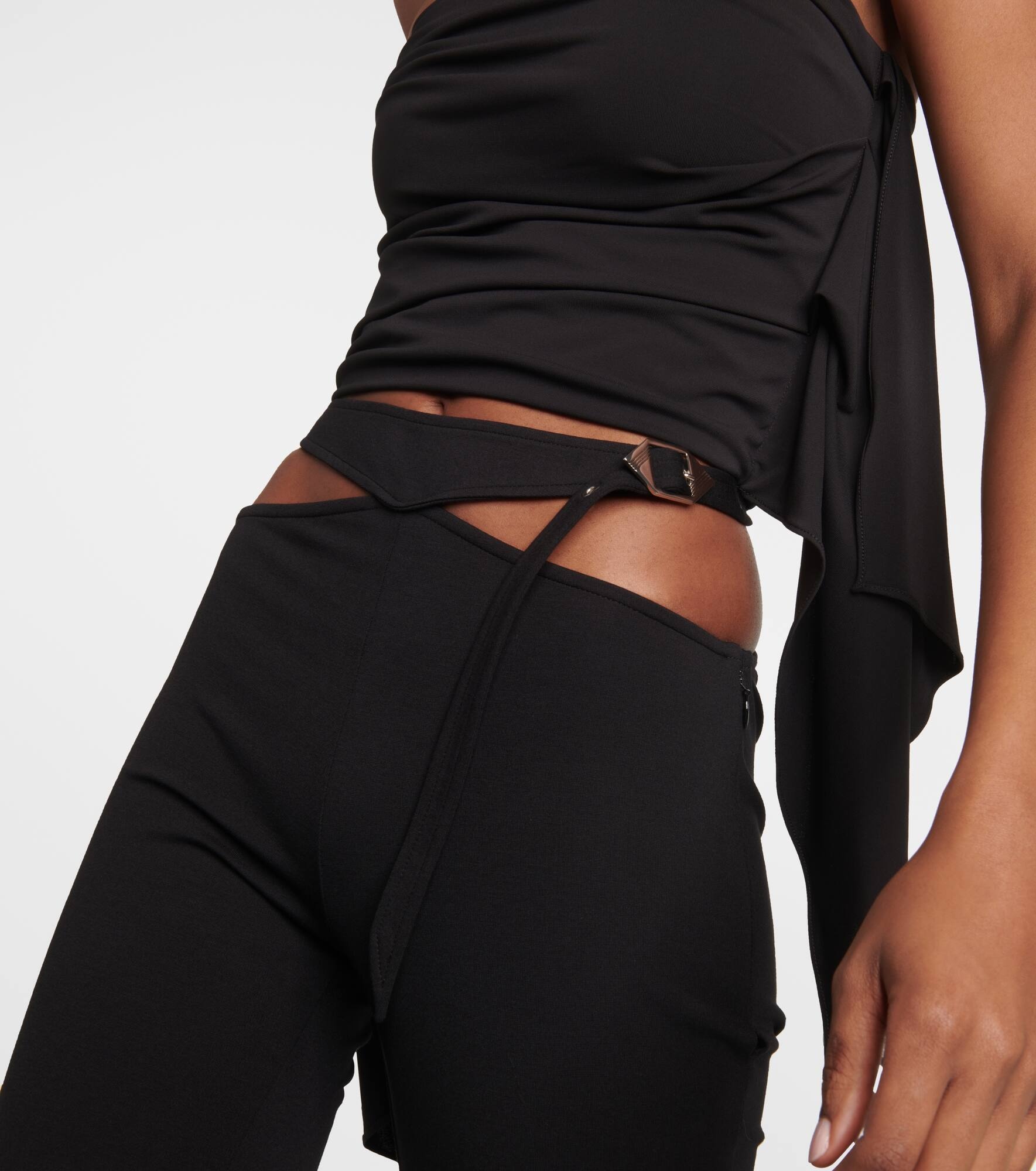 Cutout jersey flared pants - 4