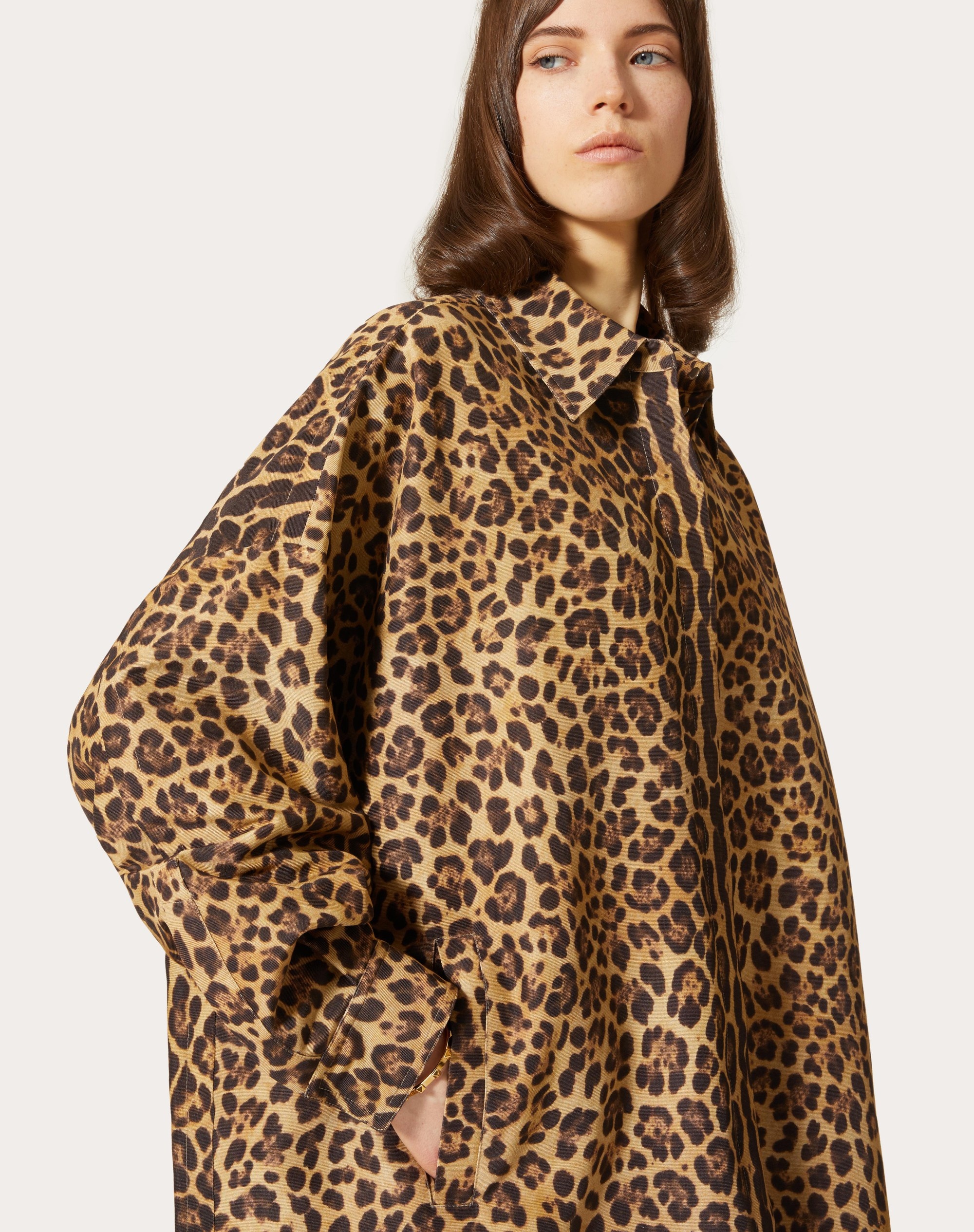 PRINTED MICRO FAILLE PEA COAT - 5
