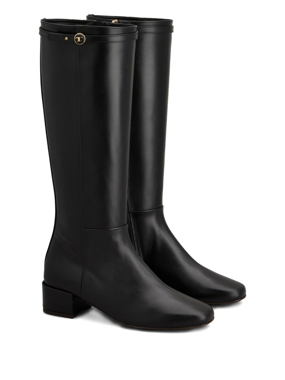 logo-strap leather boots - 2