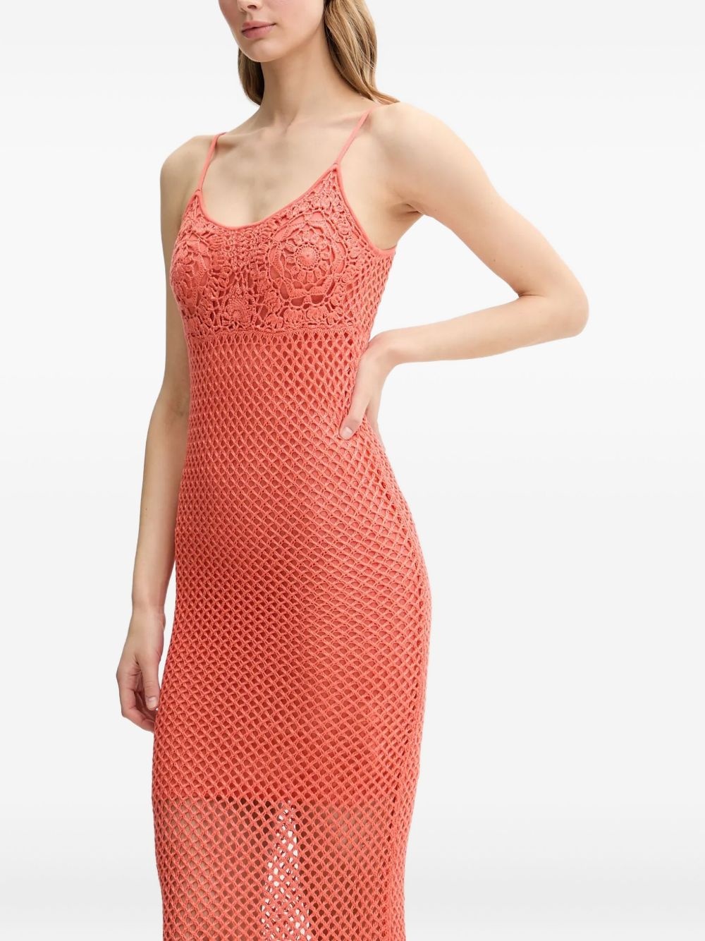 crochet-detail maxi dress - 3