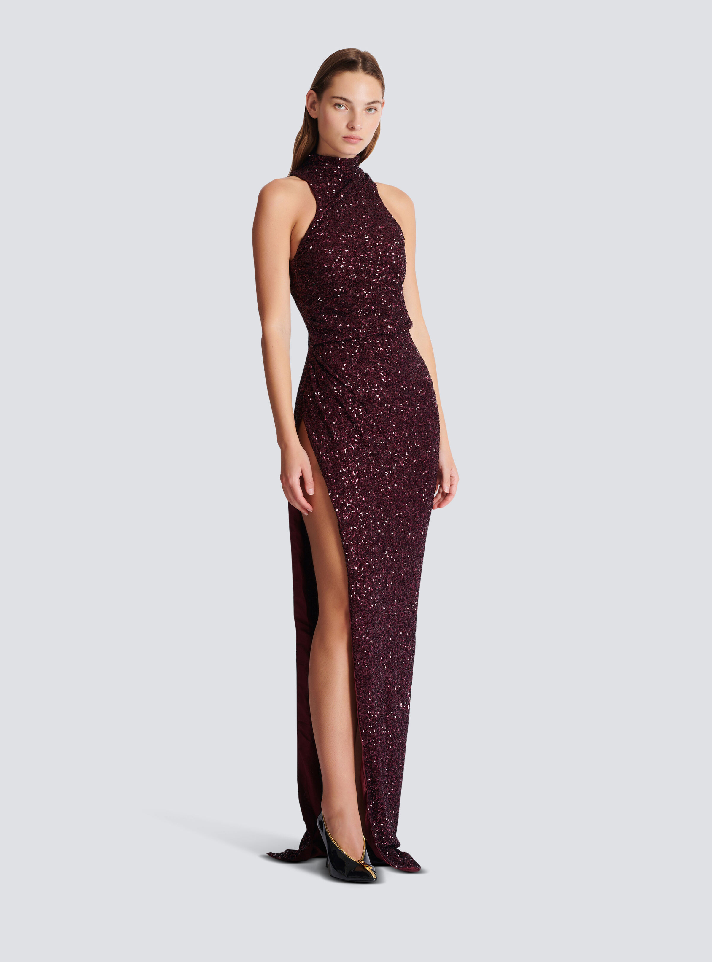 Long sleeveless sequin dress - 3