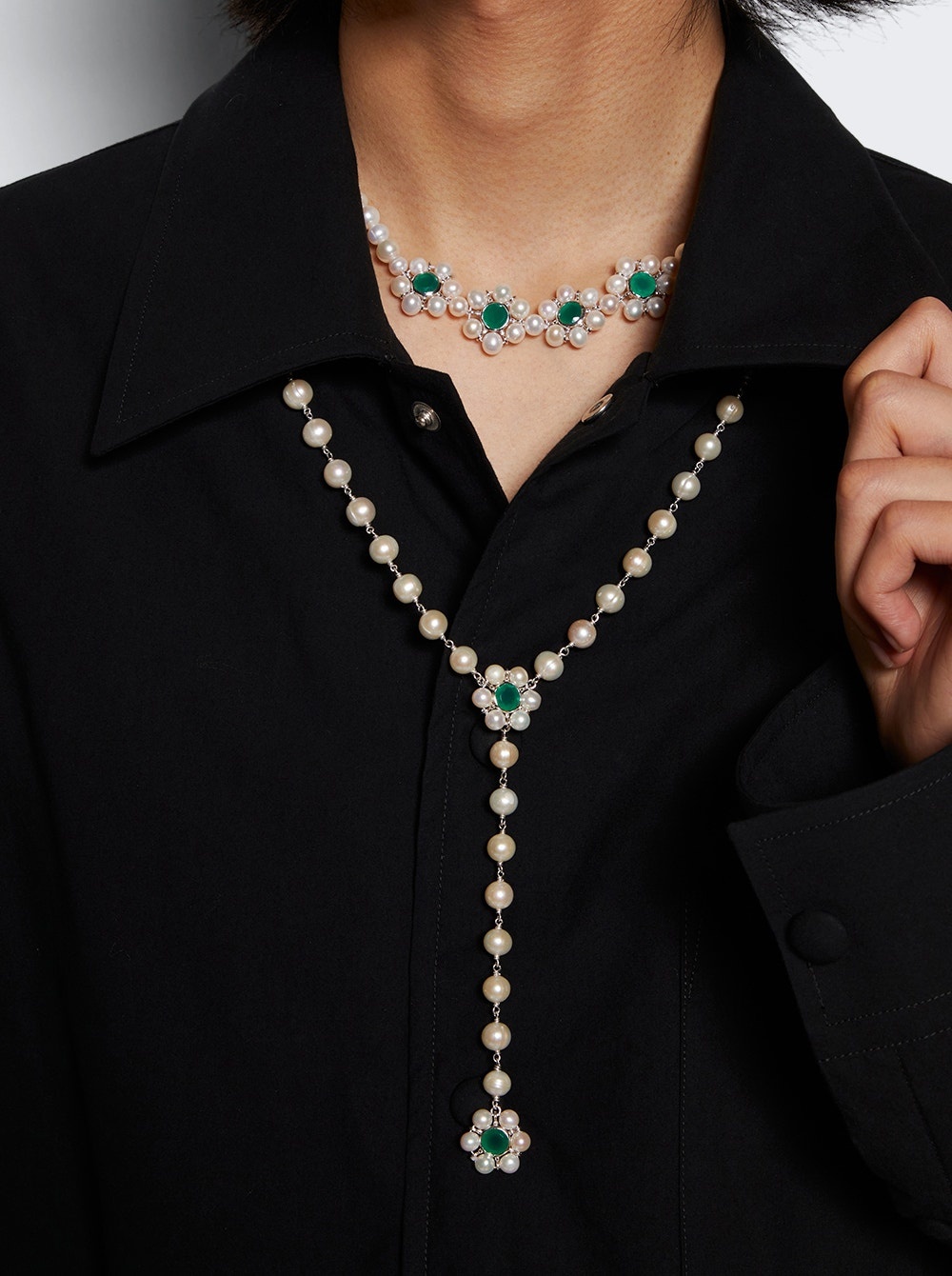 The Four Flower Pearl Necklace White Gold - 3