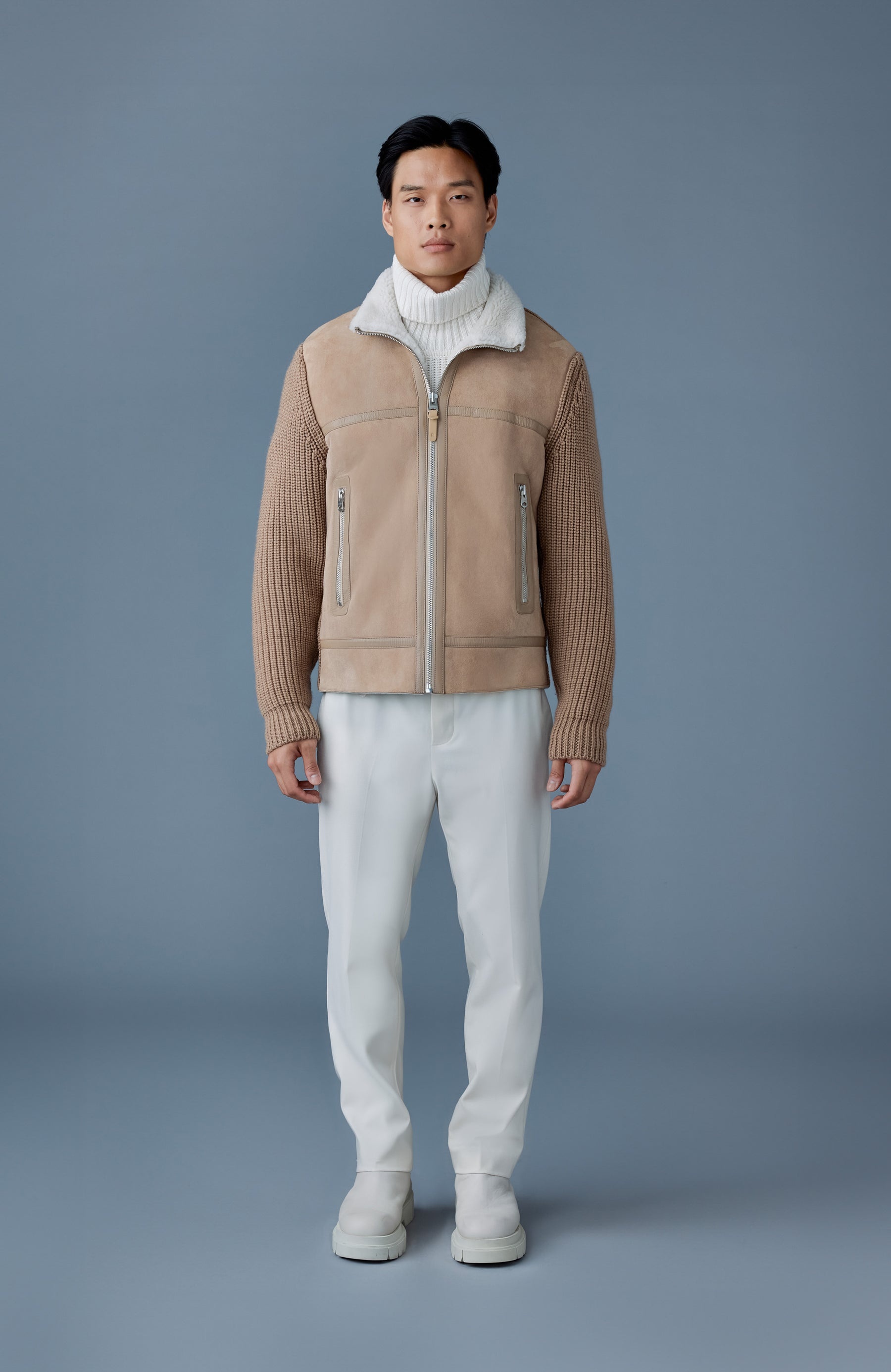 JONATHAN Mixed-media shearling jacket - 3