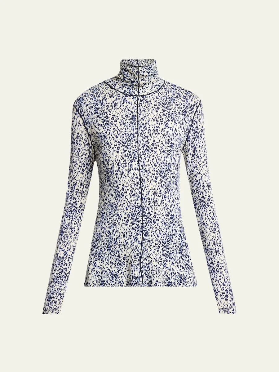 Audrey Printed Jersey Turtleneck - 1