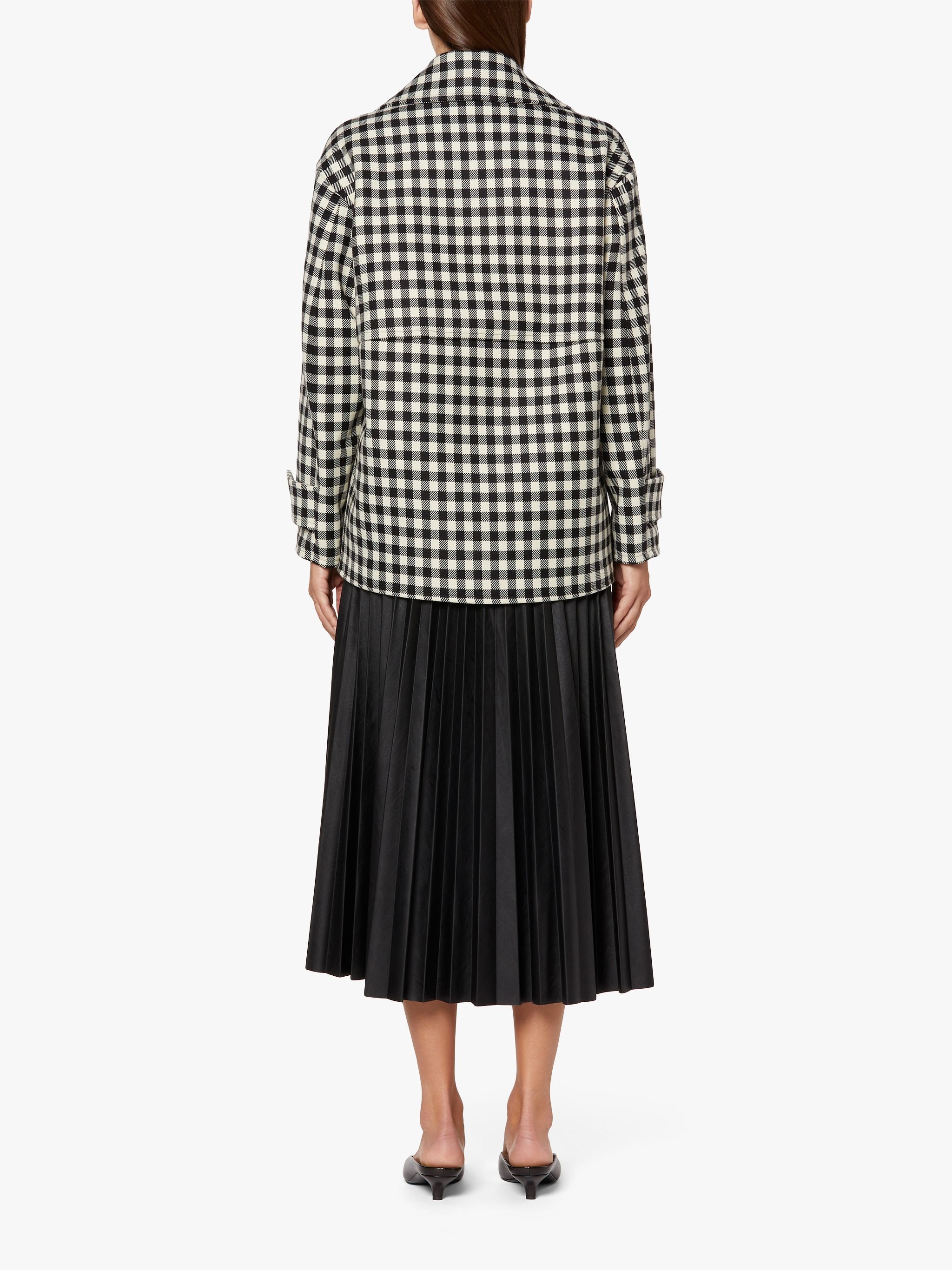 FIONA BLACK & WHITE CHECK WOOL PEA COAT | LMC-011 - 4