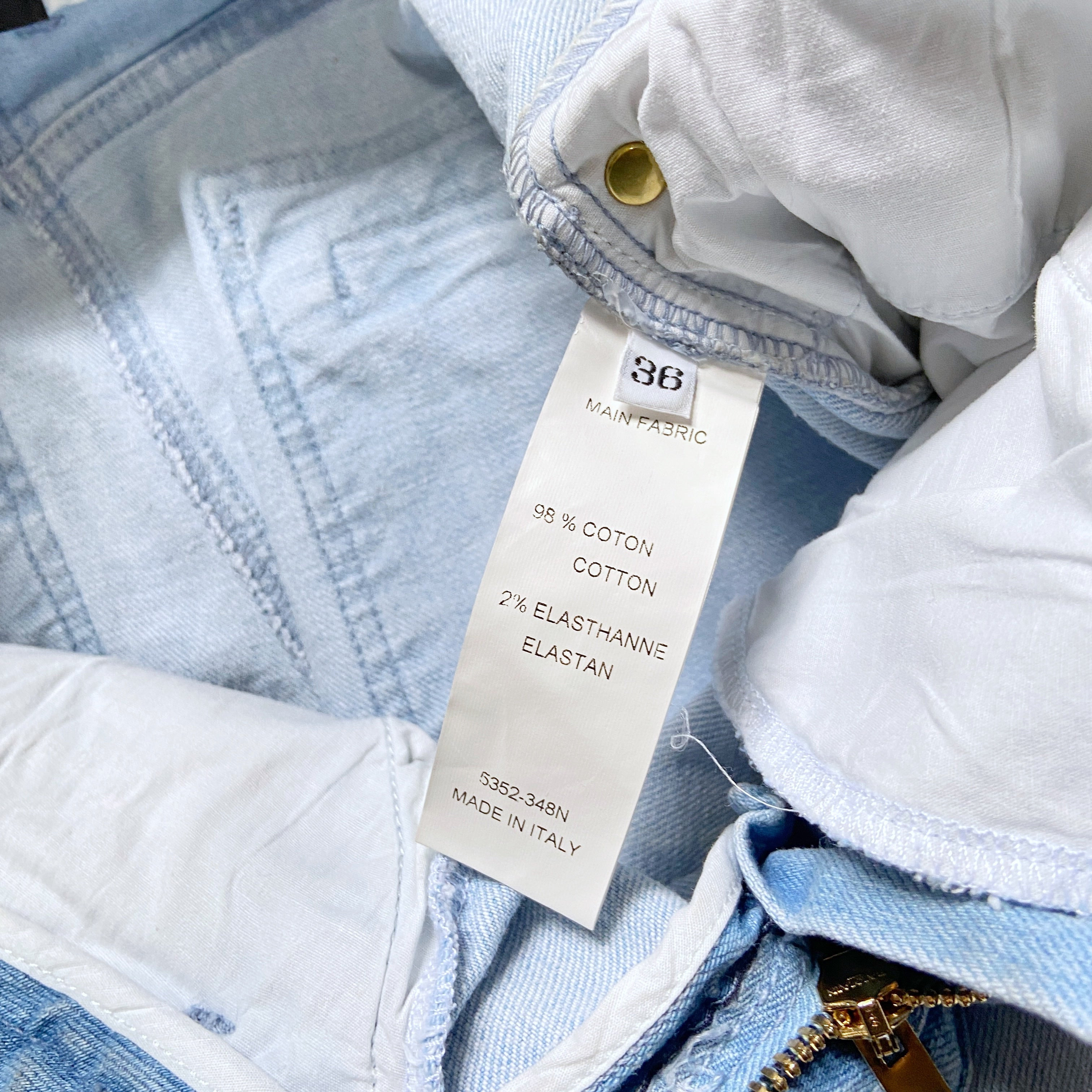 zOthers - Balmain Spring 2009 Decarnin era distressed light blue gold zipper jeans - 12