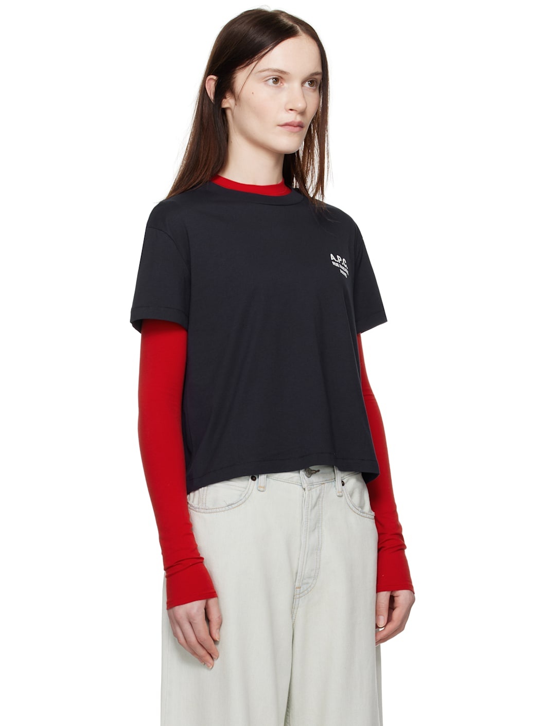 Navy Boxy 'Rue Madame' T-shirt - 2