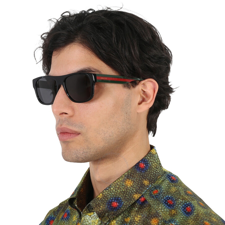 Open Box - Gucci Grey Square Men's Sunglasses GG0341S 001 56 - 2