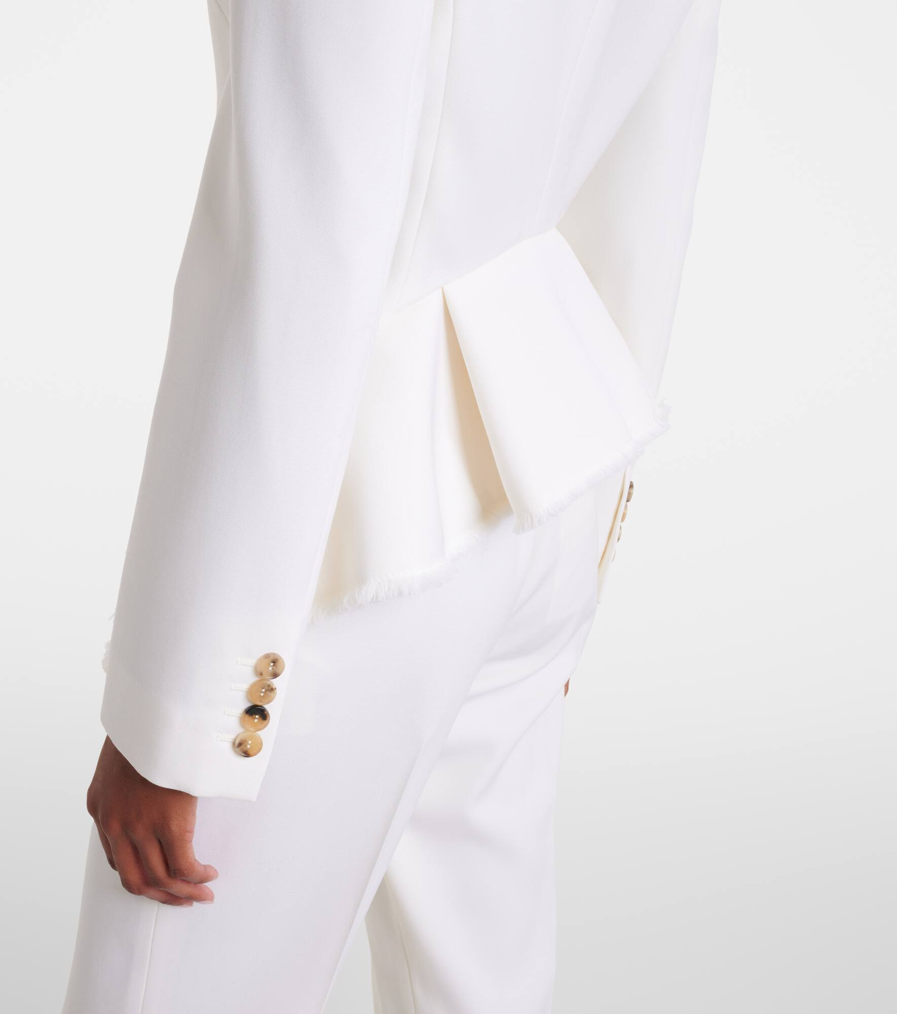Frayed wool gabardine blazer - 5