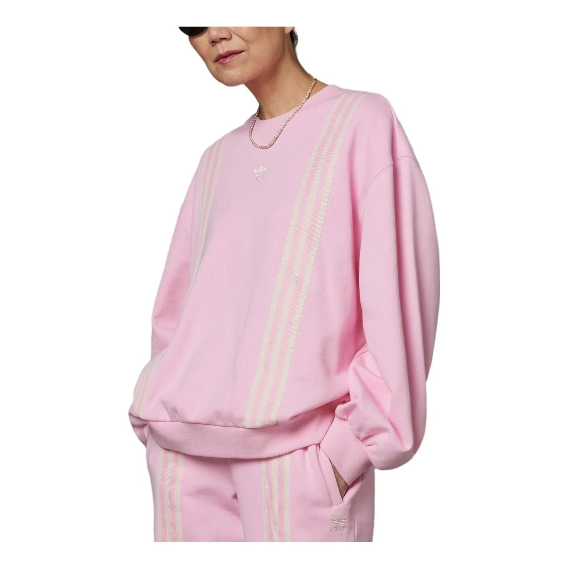 (WMNS) adidas originals SS23 Adicolor 70s 3-Stripes Sweatshirt 'Pink' IK7868 - 1