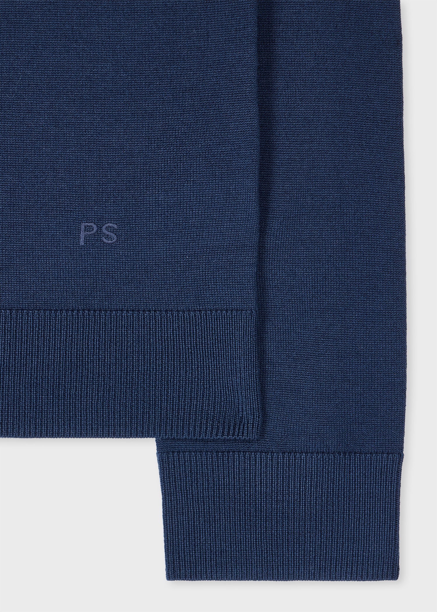 Mid Blue Merino Wool V-Neck Sweater - 2