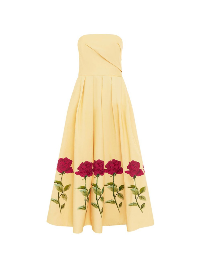 strapless rose print dress 1