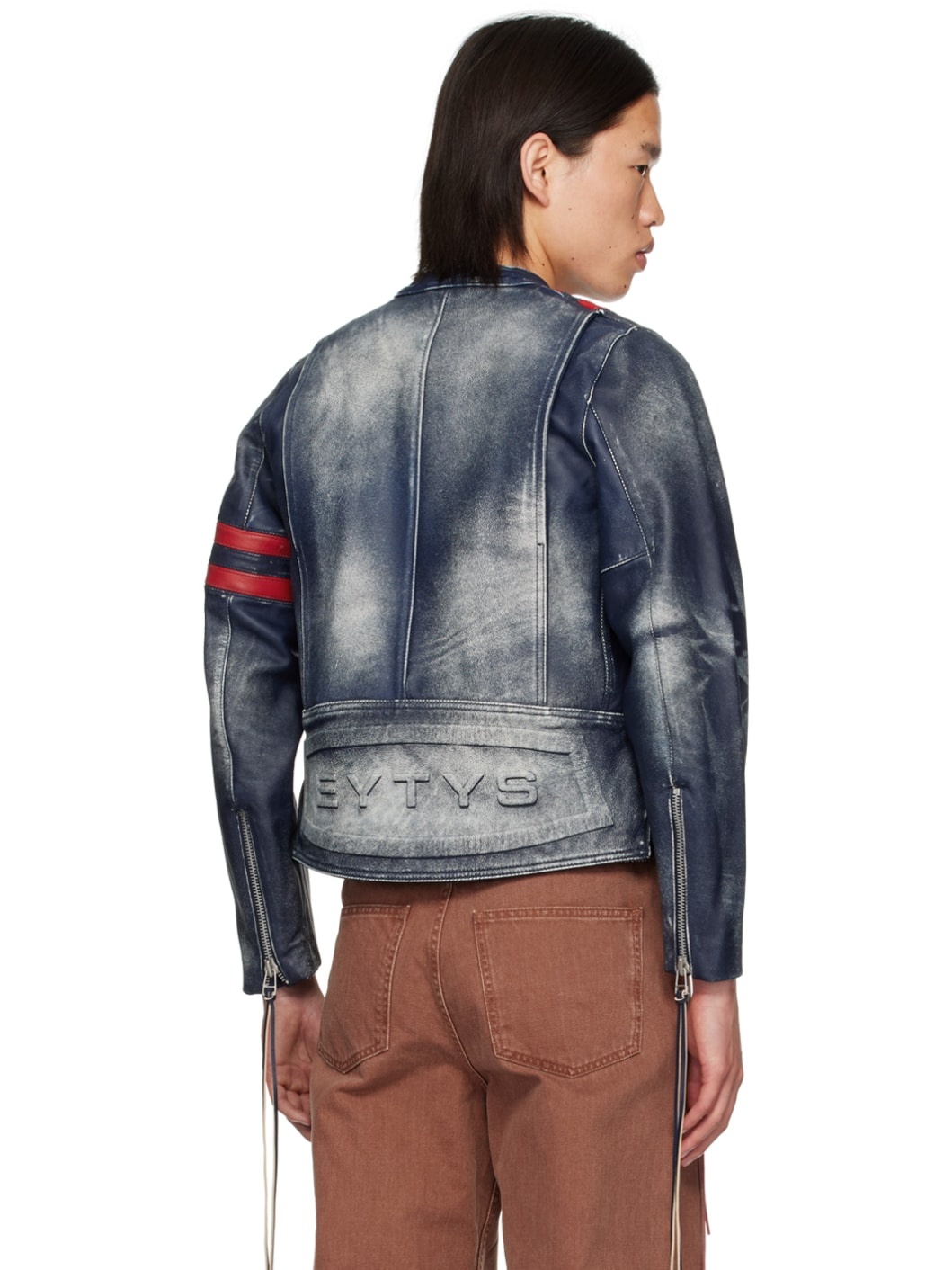 Navy Damon Leather Jacket - 3