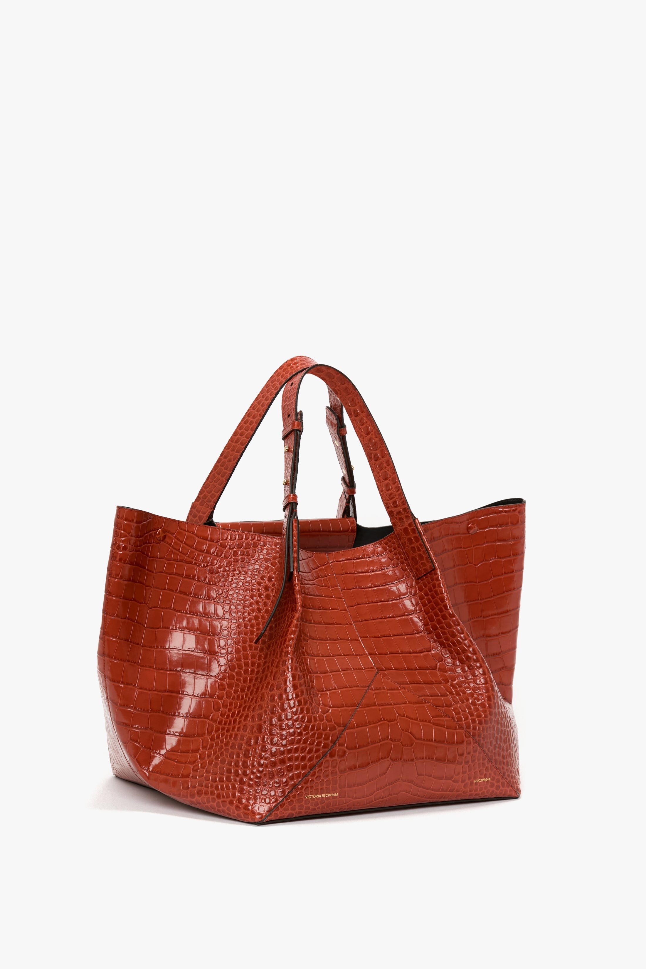 W11 Jumbo Tote In Brick Red Croc Embossed Leather - 2