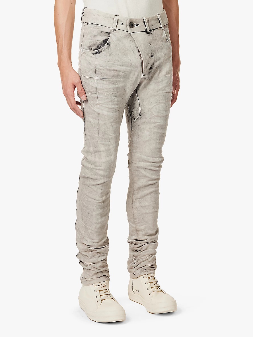 P13 acid-wash slim-leg jeans - 3
