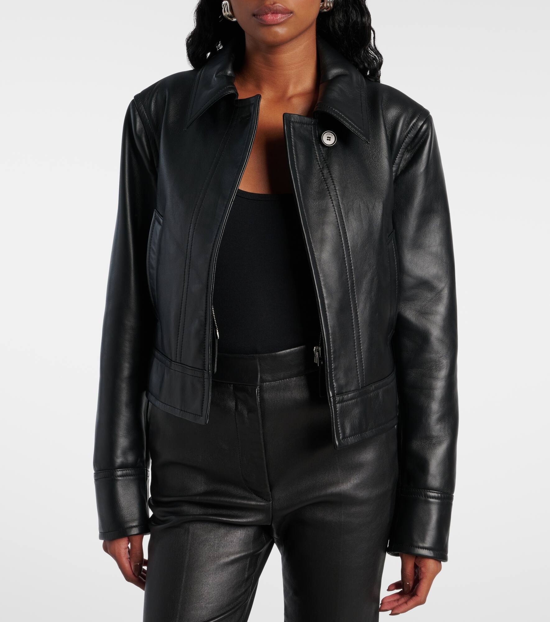 Caron cropped leather jacket - 6