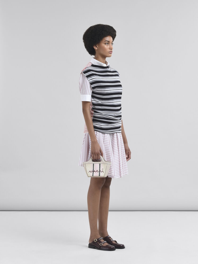 RED STRIPED POPLIN MINISKIRT - 5
