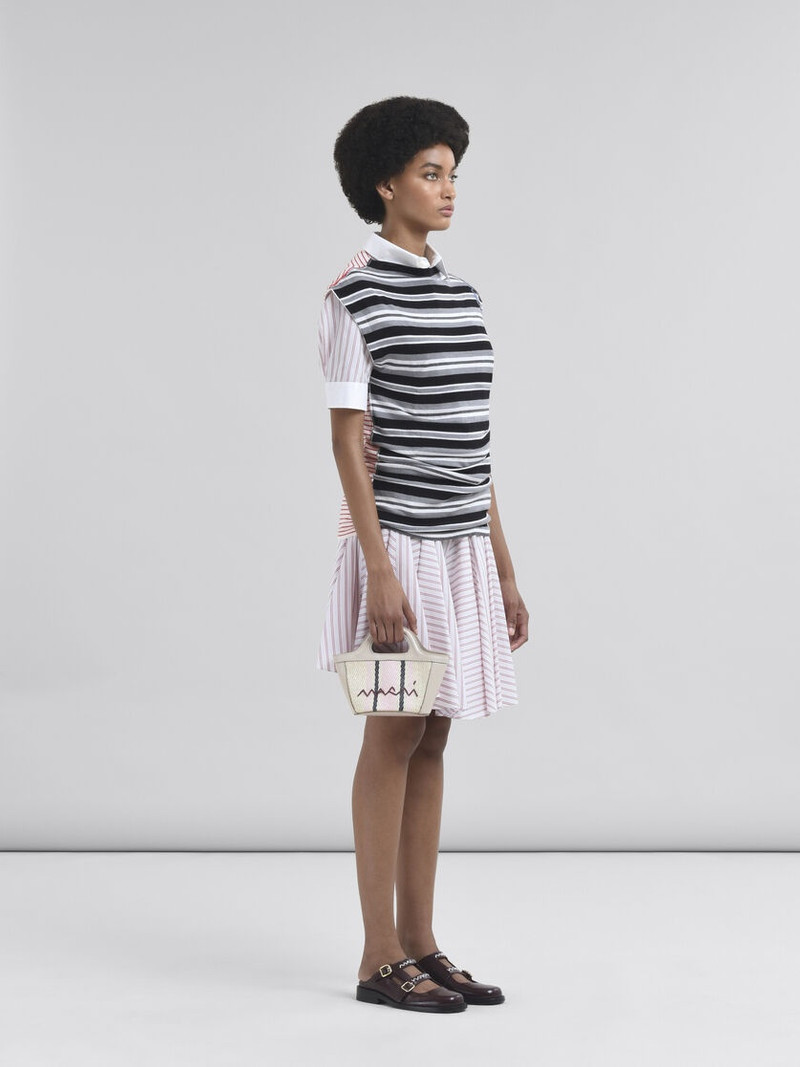 RED STRIPED POPLIN MINISKIRT 5