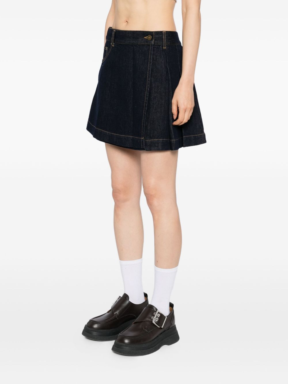 pleated denim skirt - 3