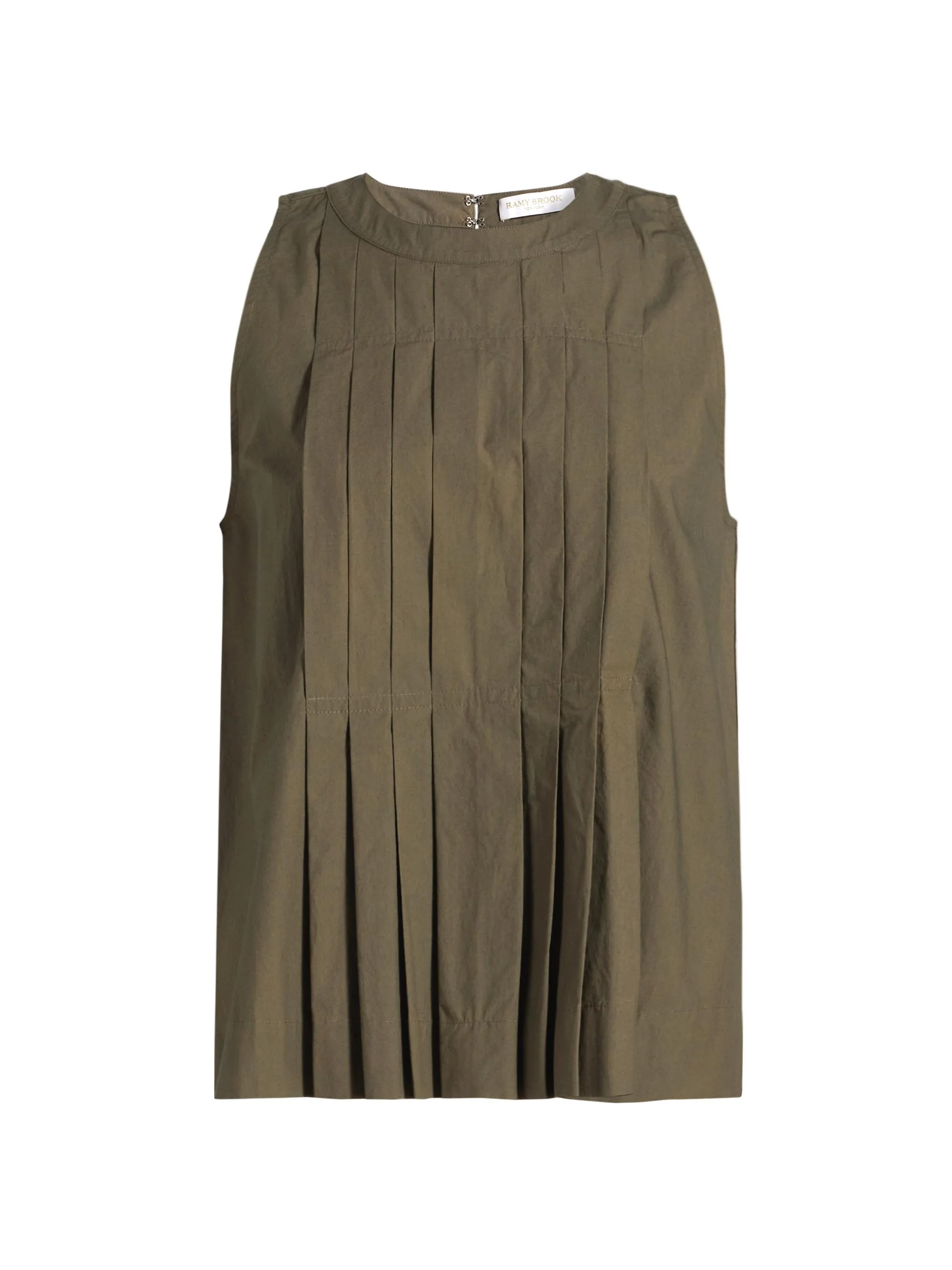 Women's Natalia Pleated Cotton Sleeveless Top - Olive Green - 1
